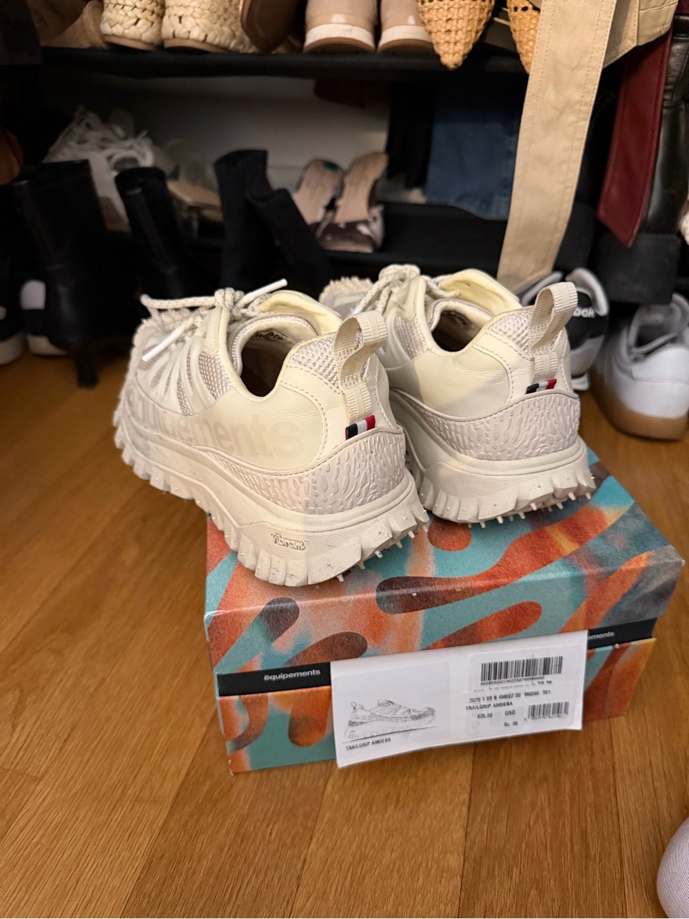Moncler trailgrips Cream Textured-Panel Chunky Sneakers